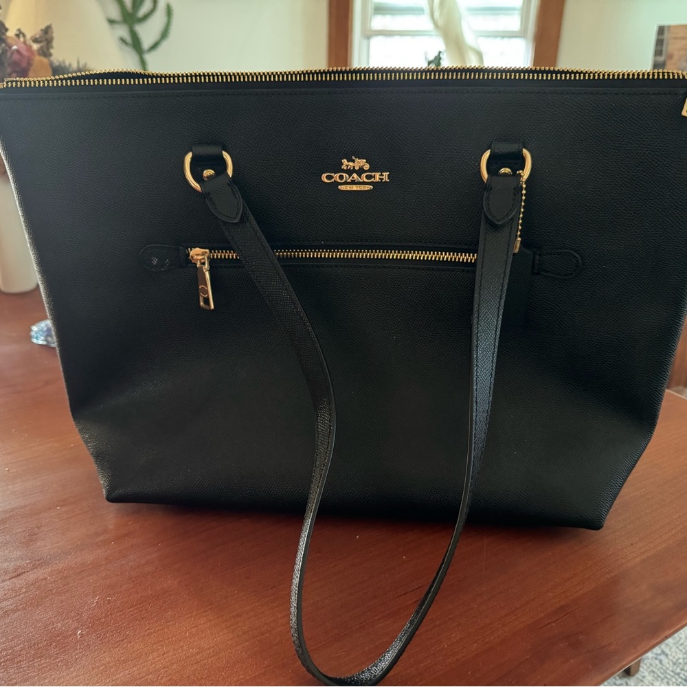 Coach Black Tote with Gold Accents